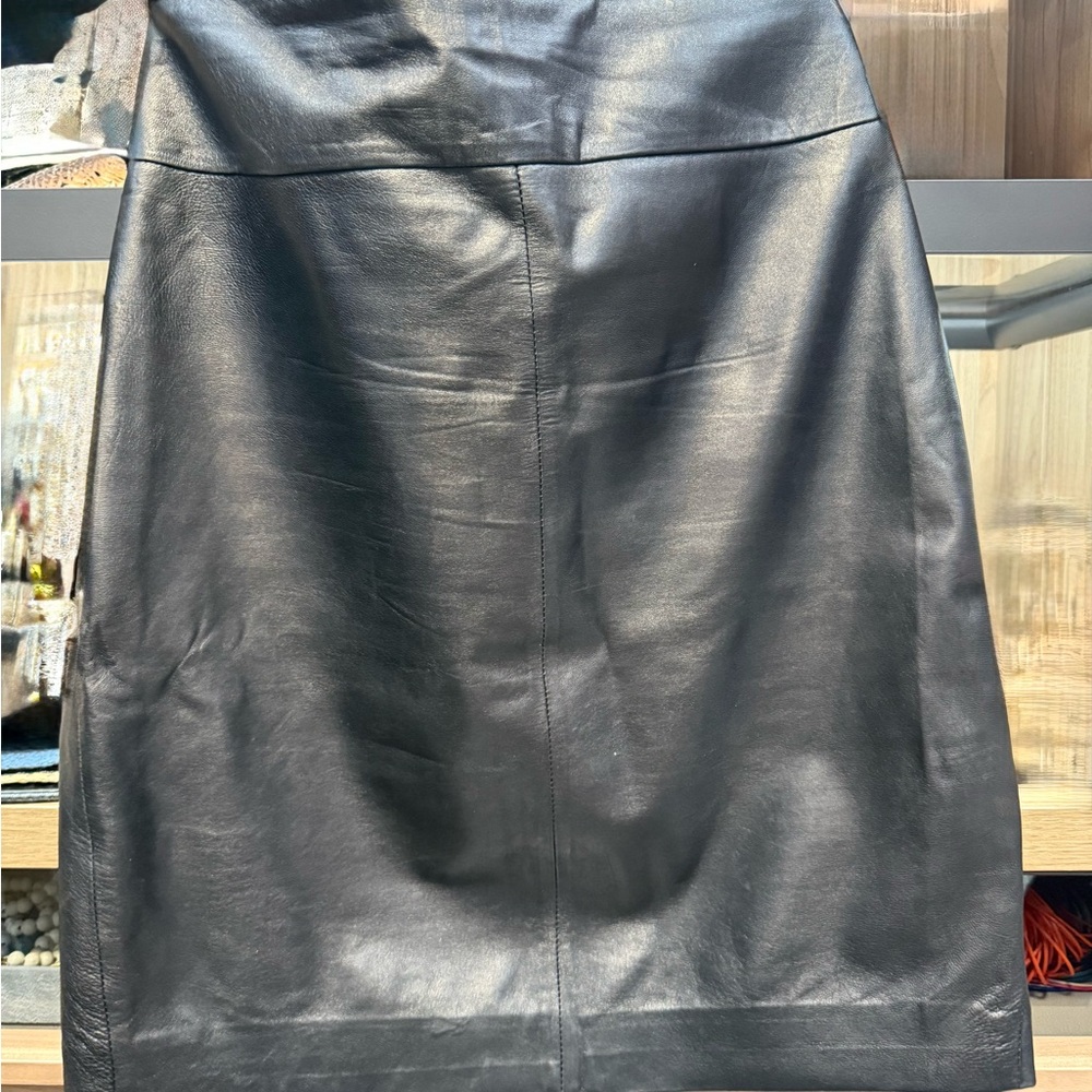 Cache Black Leather Pencil Skirt size 6